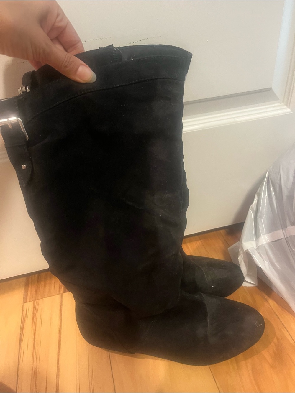 Express Black Suede Knee-High Boots